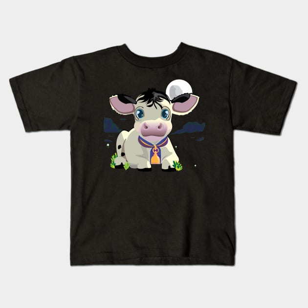 Buttermilk the Baby Cow Kids T-Shirt by Memory Valley Studios